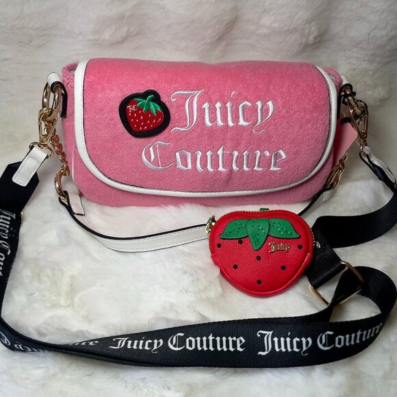 NEW Juicy Couture Sweet N Juicy Strawberry Flap Shoulder Bag‎ - Pink Lemonade